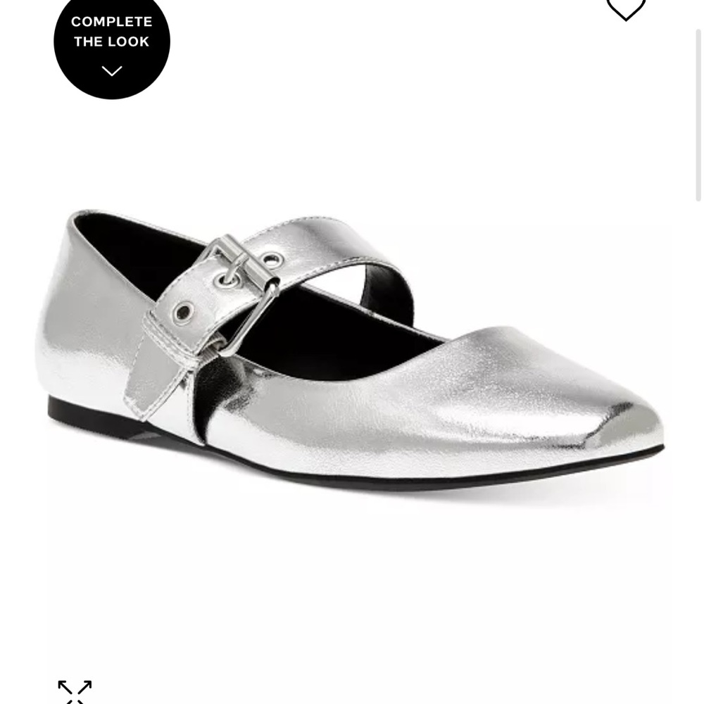 DV Dolce Vita Women's Mellie Buckle Strap Mary Jane Flats in silver